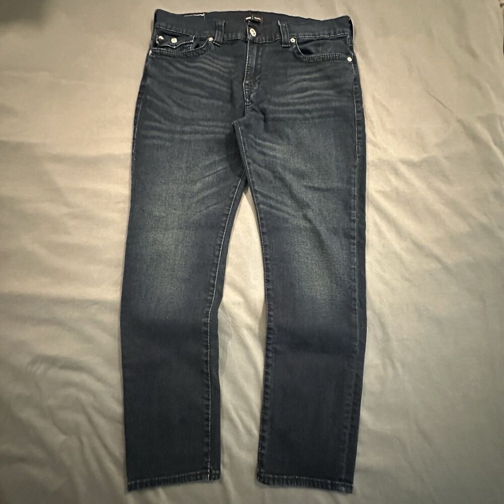 True Religion Geno Relaxed Slim Jeans Mens 38 Blue Dark Wash Stretch (38x31)